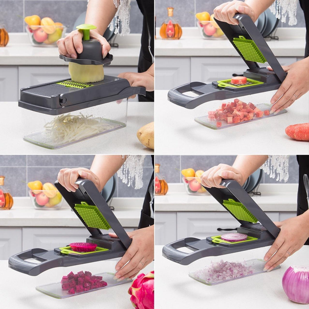 12-in-1 Manual Vegetable Chopper – Food Slicer & Onion Cutter